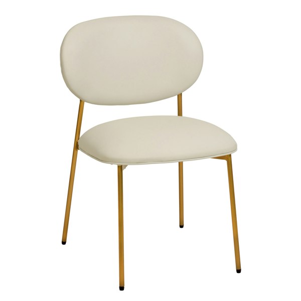 Furniture Edit McKenzie Cream Vegan Leather Stackable Dining Chair - Set of 2