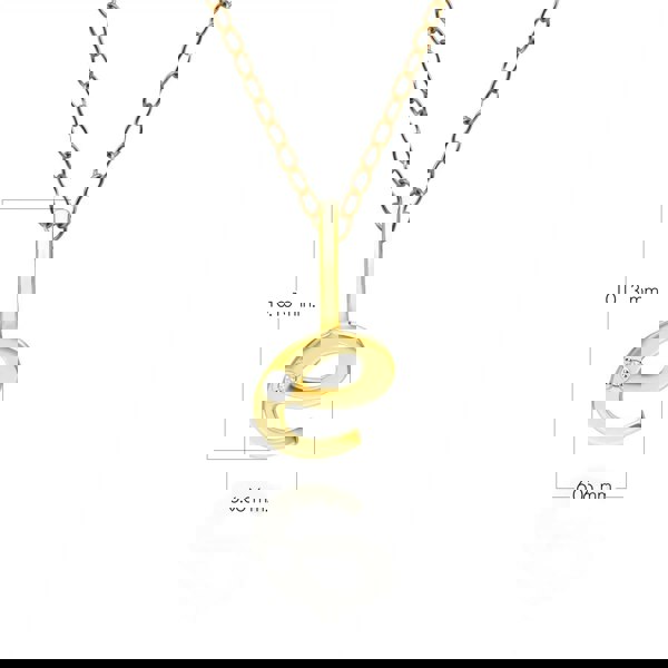 191P0776019 Alphabet Letter E Diamond pendant in 9ct Yellow Gold Dimensions