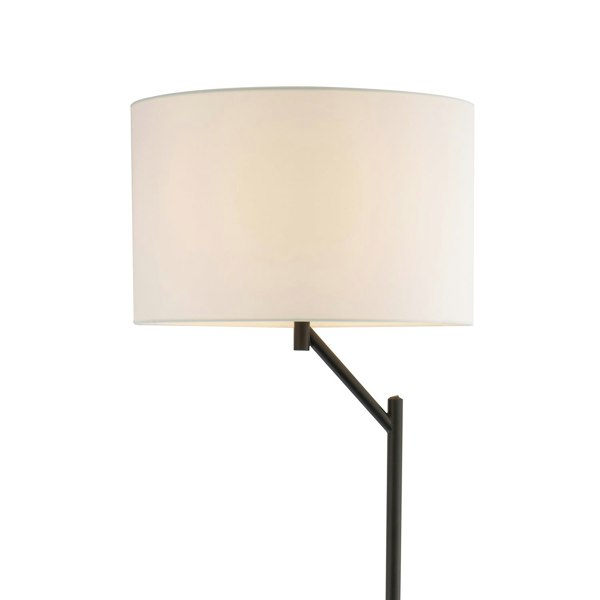 Designer Matte Black Floor Lamp with Rocker Switch and Ivory White Fabric Shade Image 3