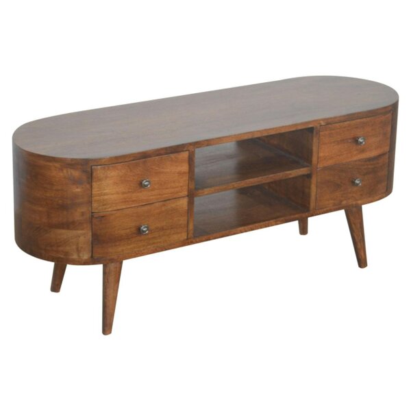 Wyld Haus Brescia Chestnut Mango Wood Round TV Entertainment Unit 4 Drawers
