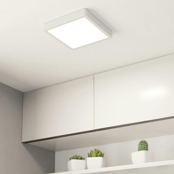 EGLO Fueva 6 Ultra-Slim Surface-Mounted White Square LED Ceiling Light WBS