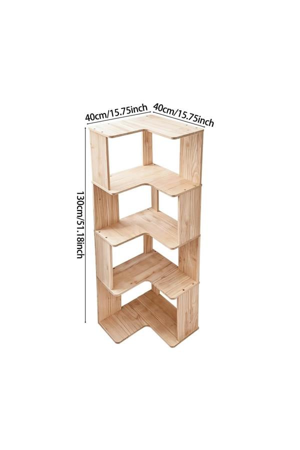 Living and Home 6/5/4-Tier L-shaped Corner Bookshelf Wooden Storage Rack Bookcase Holder Organizer