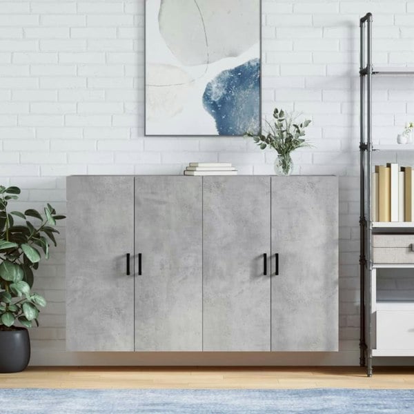 Berkfield Wall Mounted Cabinets 2 pcs Concrete Grey 69.5x34x90 cm