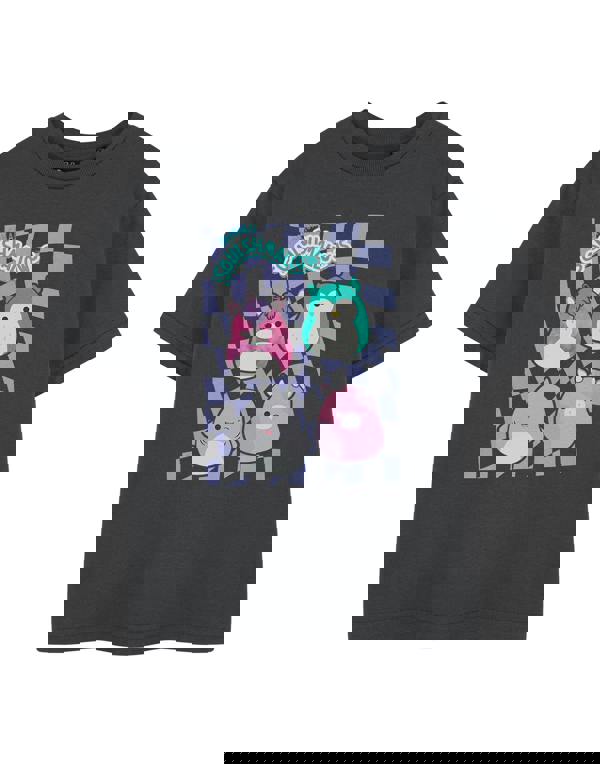 Squishmallows Girls Grey Checkerboard Short Sleeved T-Shirt