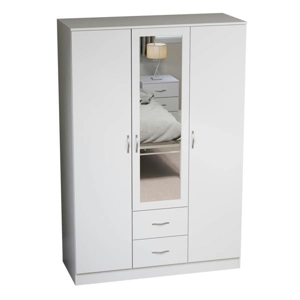Vida Designs Riano 3 Door 2 Drawer Mirrored Wardrobe