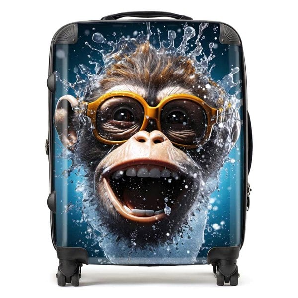 Warren Reed Splashart Cheeky Chimp Face Suitcase