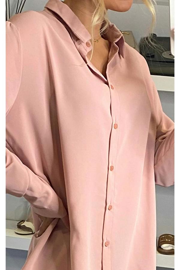 Hoxton Gal Long Sleeves Relaxed Fit Shirt in Pink