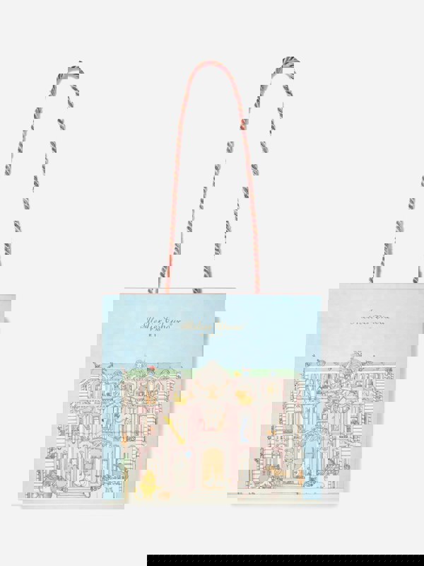 Atelier Choux Baby Boys Carousel Swaddle And Satin Bib Gift Set in Blue