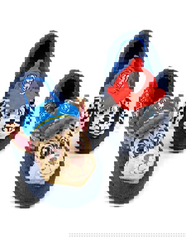 Paw Patrol Boys Blue 3D Characters Applique Slip On Loafer Slippers