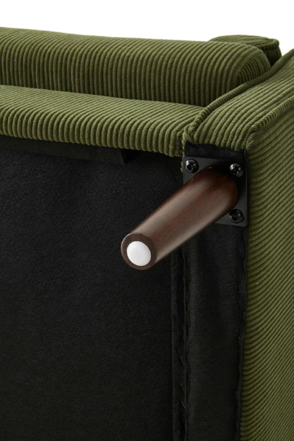 Living and Home Green Corduroy Upholstered Single Sofa Armchair