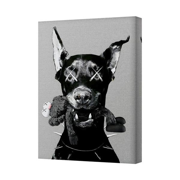 Benjamin Tate Design Contemporary Black Dog Canvas Art Print Deep Wooden Frame