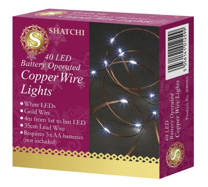 4m 40 LED Cool White Copper Wire Battery Operated String Lights image 5