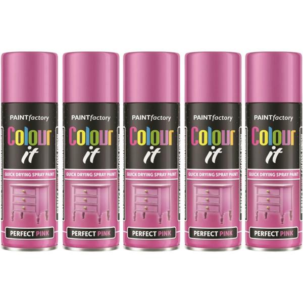 Paint Factory 5X  Pink Gloss Spray Paint 250ml