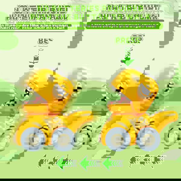 deAO Push & Go Dinosaur Car Toy Set - 4PCS Mini Pull-Back Dino Vehicles for Toddlers Ages 3+