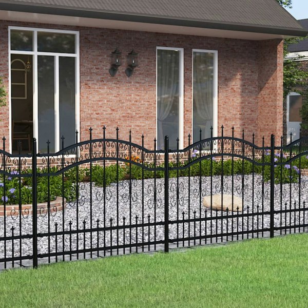 Berkfield Garden Fence with Spear Top Black 140 cm Powder-coated Steel