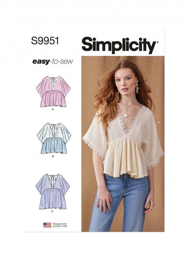 Simplicity Sewing Pattern 9951, Tops for Women, K5 (8-10-12-14-16) - Easy