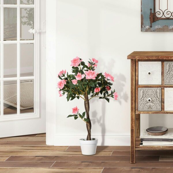 Dyzi 90cm Artificial Rose Tree 21 Flowers Potted Decorative Plant