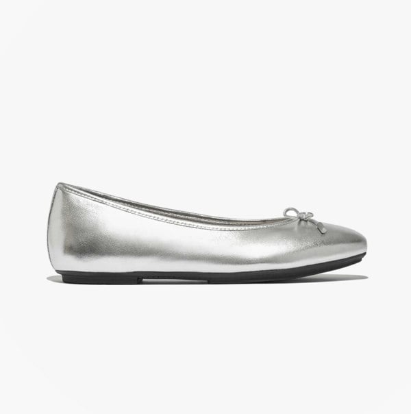 FitFlop DELICATO BOW SOFT Womens Ballet Flats Silver