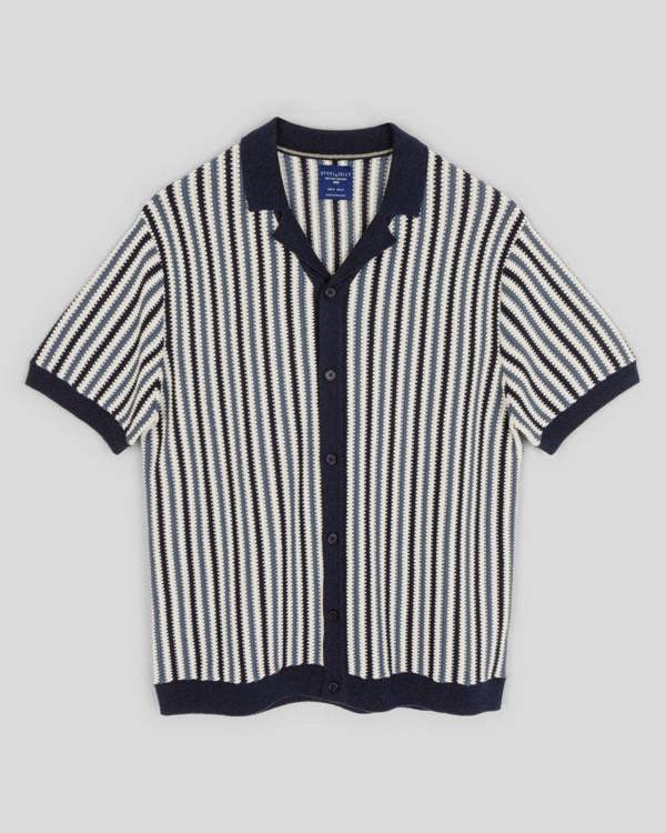Steel & Jelly Stanmore - Tonal Stripe Knitted Short Sleeve Shirt