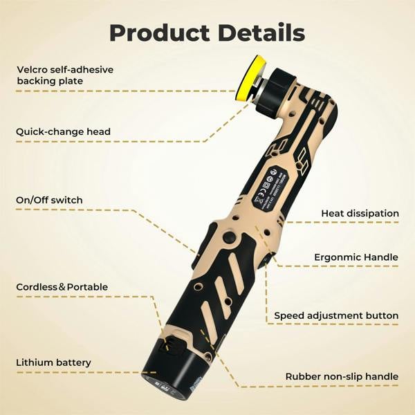 Traderight Cordless Car Polisher Buffer Mini Polishing Machine Dual Action 12V