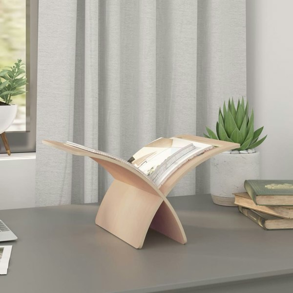 Berkfield Wooden Magazine Rack Floor Standing Natural