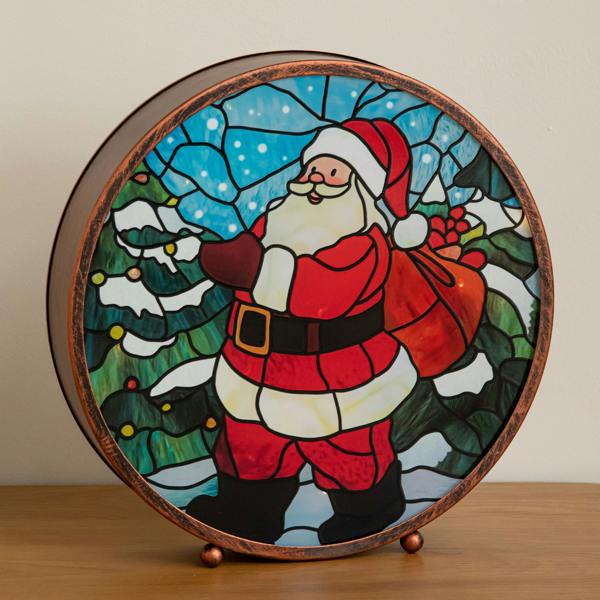 Samuel Alexander 25cm USB Powered Light Up Santa Stained Glass Christmas Decoration