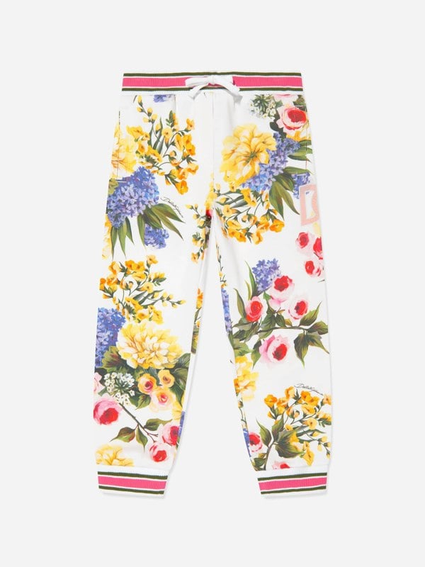 Dolce & Gabbana Kids Dolce & Gabbana Girls Flower Print Joggers in Multicolour