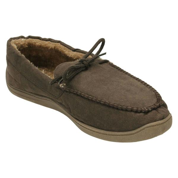 Spot On Mens Spot On Moccasin Faux Fur Lined Slippers