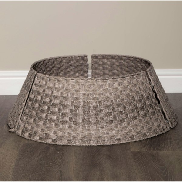 Samuel Alexander 48/70cm Samuel Alexander Large KD Plastic Wicker Rattan Woven Christmas Tree Skirt in Grey