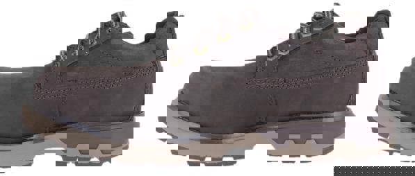 Caterpillar Pursue Low Mens Casual Lace Up Leather Trainer Shoes, side view of a gray leather casual lace-up shoe with a rugged sole.