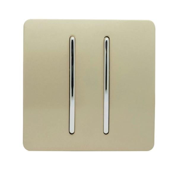 Trendi Switch 2 Gang Retractive Home Automation Switch in Champagne Gold