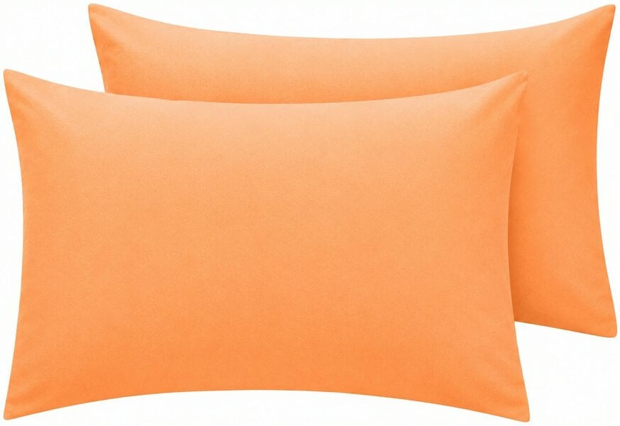 Night Zone Housewife Polycotton Pillowcases Pair – Plain Dyed Easy Care Bed Linen - Peach