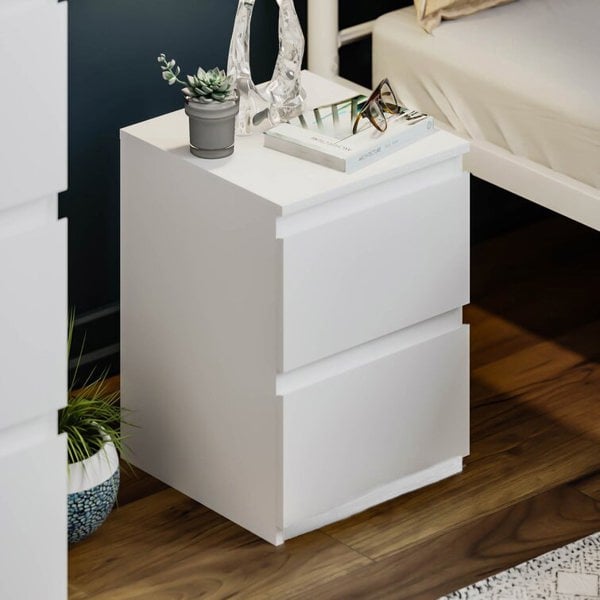 Carlton 2 Drawer Bedside Table Cabinet in Gloss White