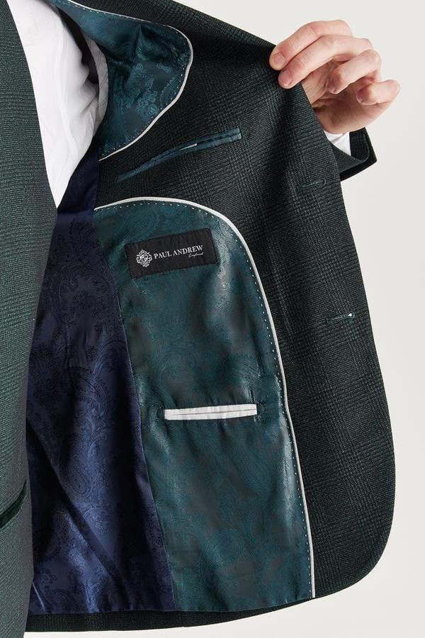 Infinity Leather Men's Green Suit Blazer Prince Of Wales Formal Blazer