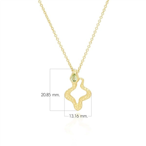 253N365703925 ECFEW™ Peridot Snake Pendant Necklace in Gold Plated Sterling Silver Dimensions