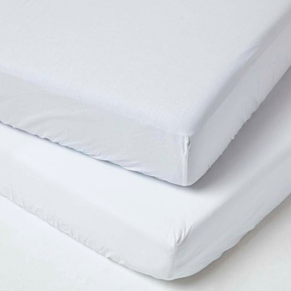 HOMESCAPES Cotton Cot Bed Fitted Sheets 200 Thread Count, 2 Pack