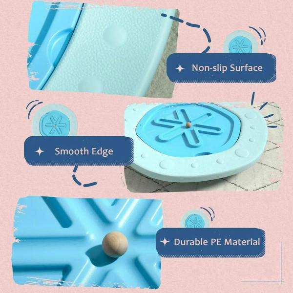 Blue balance board with textured non-slip surface and smooth outer edge