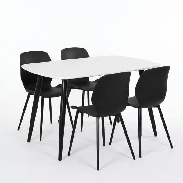 Core Products Aspen Dining Set - White Rectangular Table & 4 Carnaby Dining Chairs