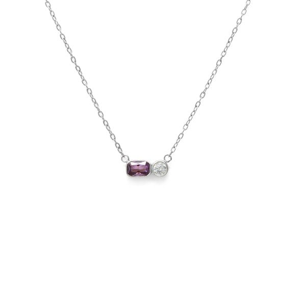 Say It With February Amethyst Birthstone Necklace - Silver Plated