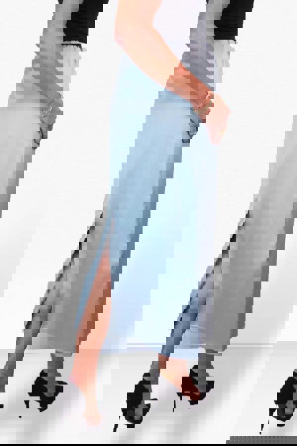 Paulo Due Women's Midi Maxi Matte Satin Skirt Elasticated Waist