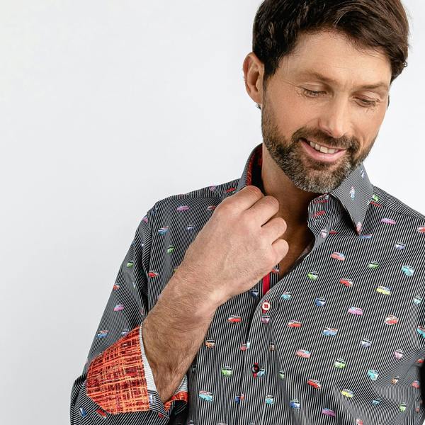 CAMPERVAN STRIPE PRINT SHIRT - Premium Men's Patterned Shirt by Claudio Lugli | Bold Design, Tailored Fit, Best Printed Shirts