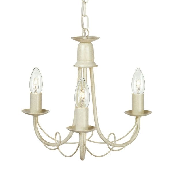 3 Bulb Chandelier Hanging Pendant LIght Ivory Gold LED E14 60W Bulb Loops