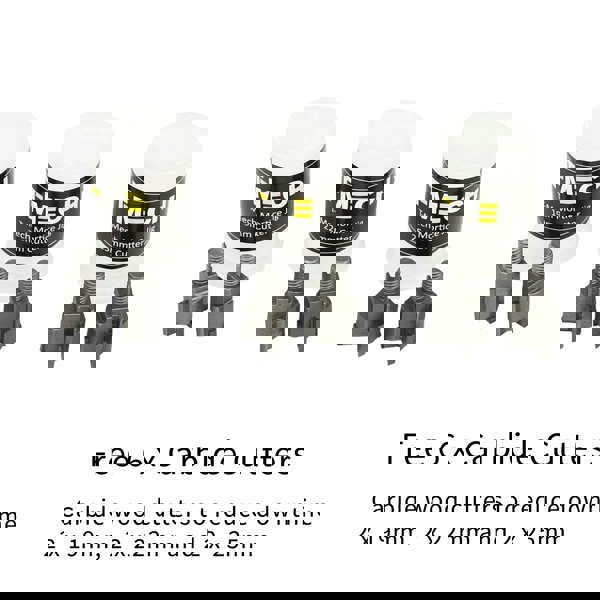 T-Mech Mortice Jig with three carbide wood cutters in white and black, designed for precision cutting of various sizes