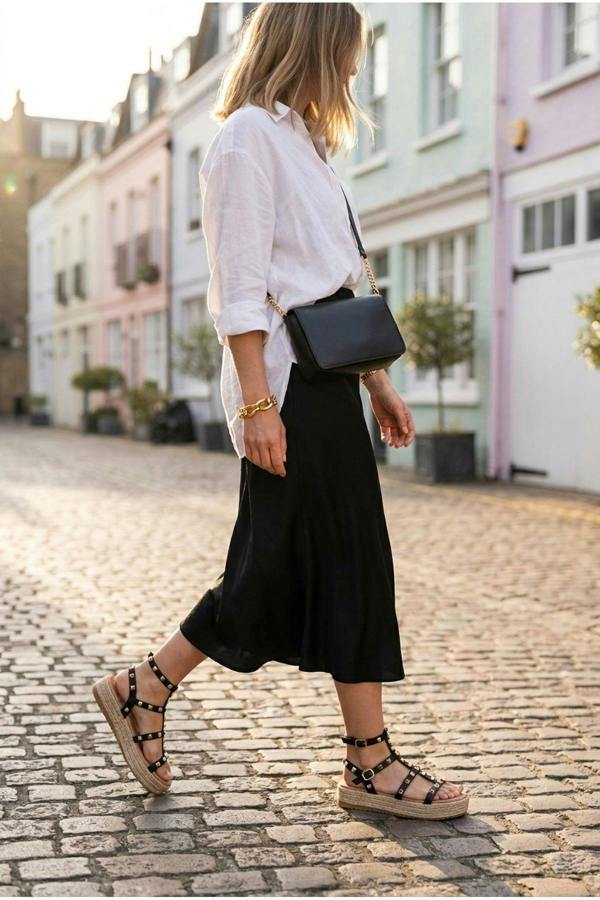 Wendy Studded Gladiator Flatform Espadrille Sandals - Black
