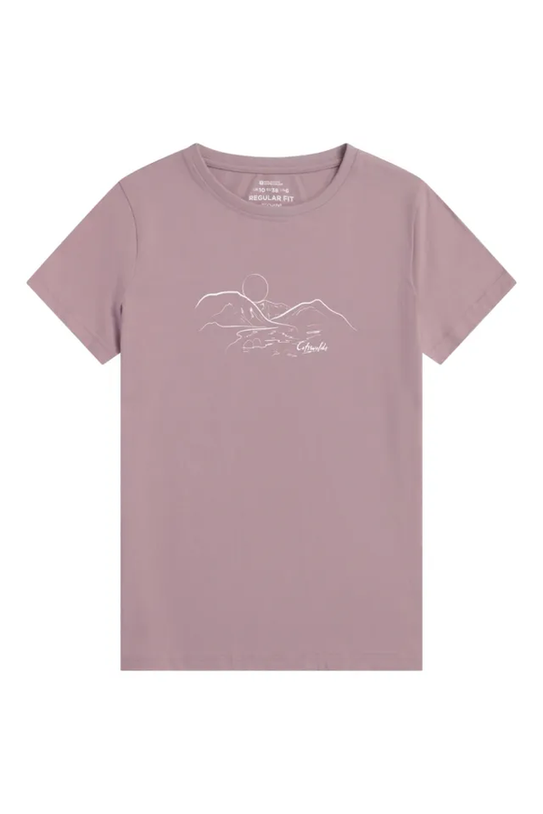 Mountain Warehouse Womens Snowdon Graphic Print Cotton Lightweight Relaxed Fit T-Shirt - Pink