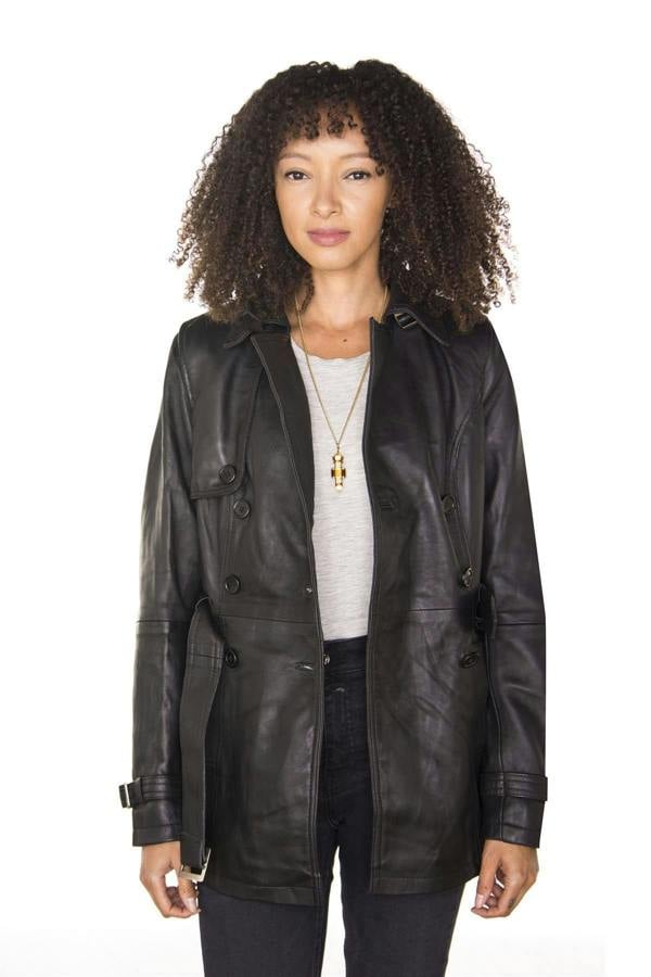 Infinity Leather Womens Nappa Leather Trench Coat-Mosul