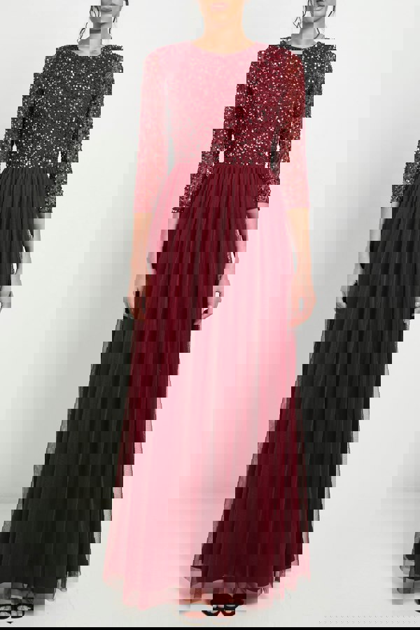 Embellished Sequin Long Sleeve Maxi Dress - ANGELEYE