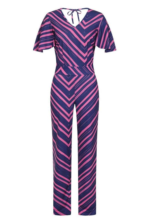 HotSquash Straight Leg Jumpsuit with V-neck and Flare Sleeves