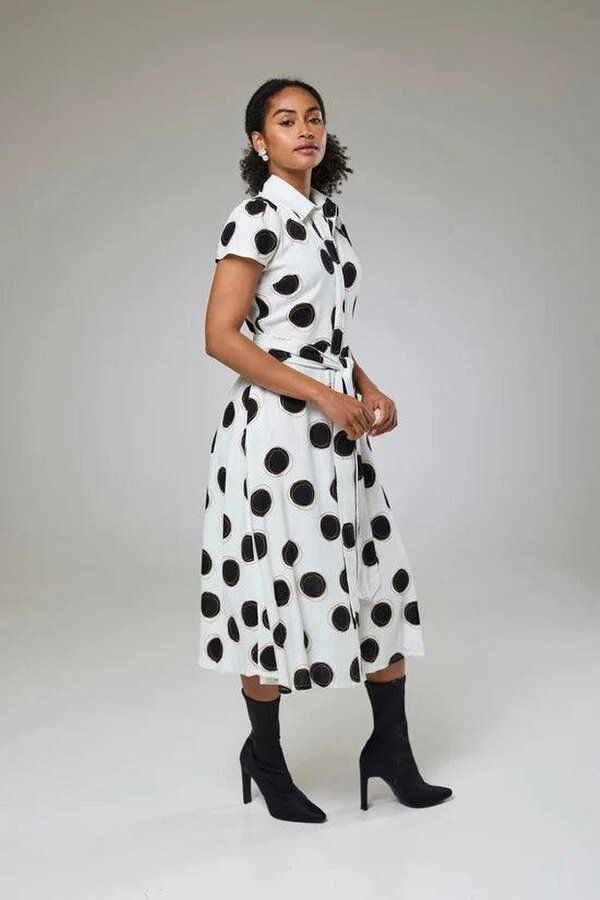 Lioness by TF Absolute Polka Dot Linen Short Sleeve Shirt Dress