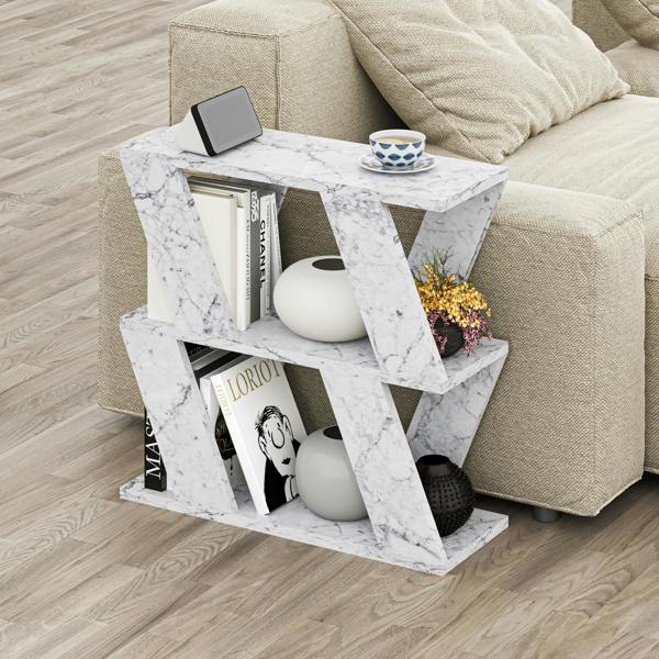 Decortie Lazena Modern 3-Tier Side Table, Slim Particleboard End Table H55.4cm